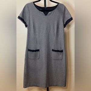 Talbots Gray Midi Sheath Dress Crew Neck Short Sleeve